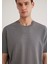Bisiklet Yaka Gri Basic Tişört 0611596-80020 5