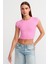 Kısa Kollu Pembe Kadın Crop 30528-2Y5 1