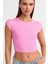 Kısa Kollu Pembe Kadın Crop 30528-2Y5 3