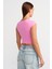 Kısa Kollu Pembe Kadın Crop 30528-2Y5 4