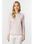 Sıfır Yaka Çizgili Pudra Ekru Kadın Bluz 20177-2Y5 1