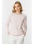 Sıfır Yaka Çizgili Pudra Ekru Kadın Bluz 20177-2Y5 3