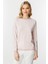 Sıfır Yaka Çizgili Pudra Ekru Kadın Bluz 20177-2Y5 4