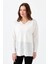V Yaka Fitilli Ekru Kadın Bluz 20352-2Y5 2