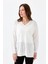 V Yaka Fitilli Ekru Kadın Bluz 20352-2Y5 5