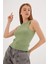 Kolsuz Sıfır Yaka Yeşil Kadın Crop 0479-2Y5 2