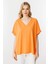 V Yaka Arkası Uzun Turuncu Kadın Bluz 30340-2Y5 1