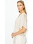 V Yaka Simli Kumaş Krem Kadın Bluz 51344-2Y5 3