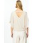 V Yaka Simli Kumaş Krem Kadın Bluz 51344-2Y5 5