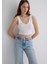 V Yaka Beyaz Basic Crop Atlet 1612375-620 1