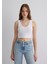 V Yaka Beyaz Basic Crop Atlet 1612375-620 5