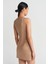Askılı Kısa Süet Bej Kadın Elbise 90909-2K5 3