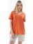 V Yaka Kısa Kollu Turuncu Kadın T-Shirt 0248-2Y5 1