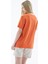 V Yaka Kısa Kollu Turuncu Kadın T-Shirt 0248-2Y5 5