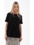 Kısa Kollu Sıfır Yaka Siyah Kadın T-Shirt 0131-2Y5 1