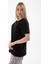 Kısa Kollu Sıfır Yaka Siyah Kadın T-Shirt 0131-2Y5 3