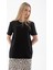 Kısa Kollu Sıfır Yaka Siyah Kadın T-Shirt 0131-2Y5 4