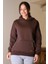 Kapüşonlu Uzun Kollu Kahve Kadın Sweatshirt 3046-2K4 4