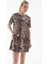 Kısa Kollu Leopar Desenli Kadın Elbise 0262-2Y5 6