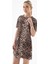 Kısa Kollu Leopar Desenli Kadın Elbise 0262-2Y5 10