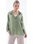 Uzun Kollu Cepli Haki Kadın Gömlek 0571-2Y5 2