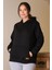 Kapüşonlu Uzun Kollu Siyah Kadın Sweatshirt 3046-2K4 1