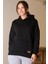 Kapüşonlu Uzun Kollu Siyah Kadın Sweatshirt 3046-2K4 3