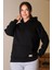 Kapüşonlu Uzun Kollu Siyah Kadın Sweatshirt 3046-2K4 4