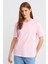Sıfır Yaka Kısa Kollu Pembe Kadın T-Shirt 30312-2Y5 1