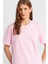 Sıfır Yaka Kısa Kollu Pembe Kadın T-Shirt 30312-2Y5 3