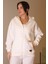 Kanguru Cepli Ekru Kadın Sweatshirt 3045-2K5 2