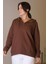 Kapüşonlu Yakası Fermuarlı Kahve Kadın Sweatshirt 2052-2K5 2