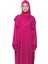 Pratik Tek Parça Pamuklu Yarasa Kollu Tak Çıkar Başörtülü Organik Tesettür Namaz Elbisesi-Fuşya 2