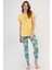 Kadın Kısa Kol Taytlı Sarı Pijama Takımı C4T6N3O804 1
