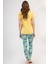 Kadın Kısa Kol Taytlı Sarı Pijama Takımı C4T6N3O804 4