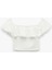 Kolsuz Astarlı Slim Fit Fistolu Brodeli Fırfırlı Omzu Açık Crop Bluz 1