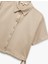 Klasik Yaka Modal Kumaş Kısa Kollu Yanları Bağcıklı Crop Gömlek 3