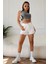 Kadın Gri Çapraz Bağlamalı Crop Top Büstiyer 2