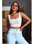 Kadın Beyaz Kalın Askılı Crop Top Büstiyer 1