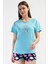 Kadın Kısa Kol Turkuaz Şortlu Pijama Takım C1T5N2O804 1
