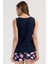 Kadın Kalın Askı Lacivert Şortlu Pijama Takım C2T5N2O804 4