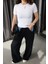 Beli Denim Parçalı Rahat Pantolon 2