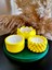 4'lü Mum Seti (16 cm Sunum Tepsisi 3 Mum ) & Dekoratif Mum Set & Hediyelik Mum Set / Yeşil - Sarı 3
