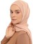 Hazır Pratik Lüks Geçmeli Lastikli Boneli Şifon Şal-Koyu Bej 3