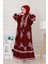 Yarım Düğmeli Robalı Beyza Elbise-Bordo 2