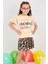 Kız Çocuk Tshirt Etek Takım Makaron Baskılı B23 1
