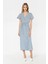 Açık Mavi Kruvaze Biyeli Kapamalı Maxi Boy Slim Fit Jean Elbise C 4676-069 1