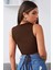 Kadın Kahverengi Çapraz Bağlamalı Crop Top Büstiyer 4