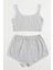 Kadın Gri Askılı Crop Top ve Şortlu Gecelik Takım 2