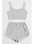 Kadın Gri Askılı Crop Top ve Şortlu Gecelik Takım 3